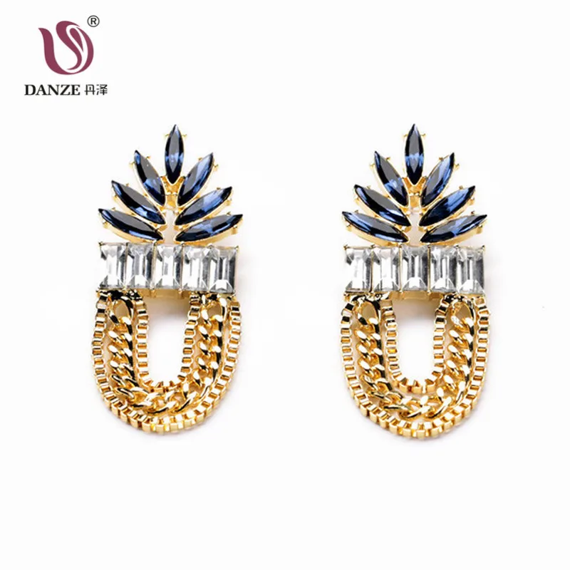 DANZE New Arrival Chain Dangle Earrings Women Vintage Crystal Rhinestone Statement Hanging