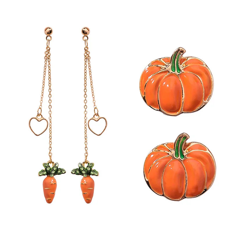 

Cute Carrot Pumpkin Long Tassel Drop Earrings For Women Fashion Sweet Cartoon Dangle Jewelry Party Accessories Pendientes XE1007