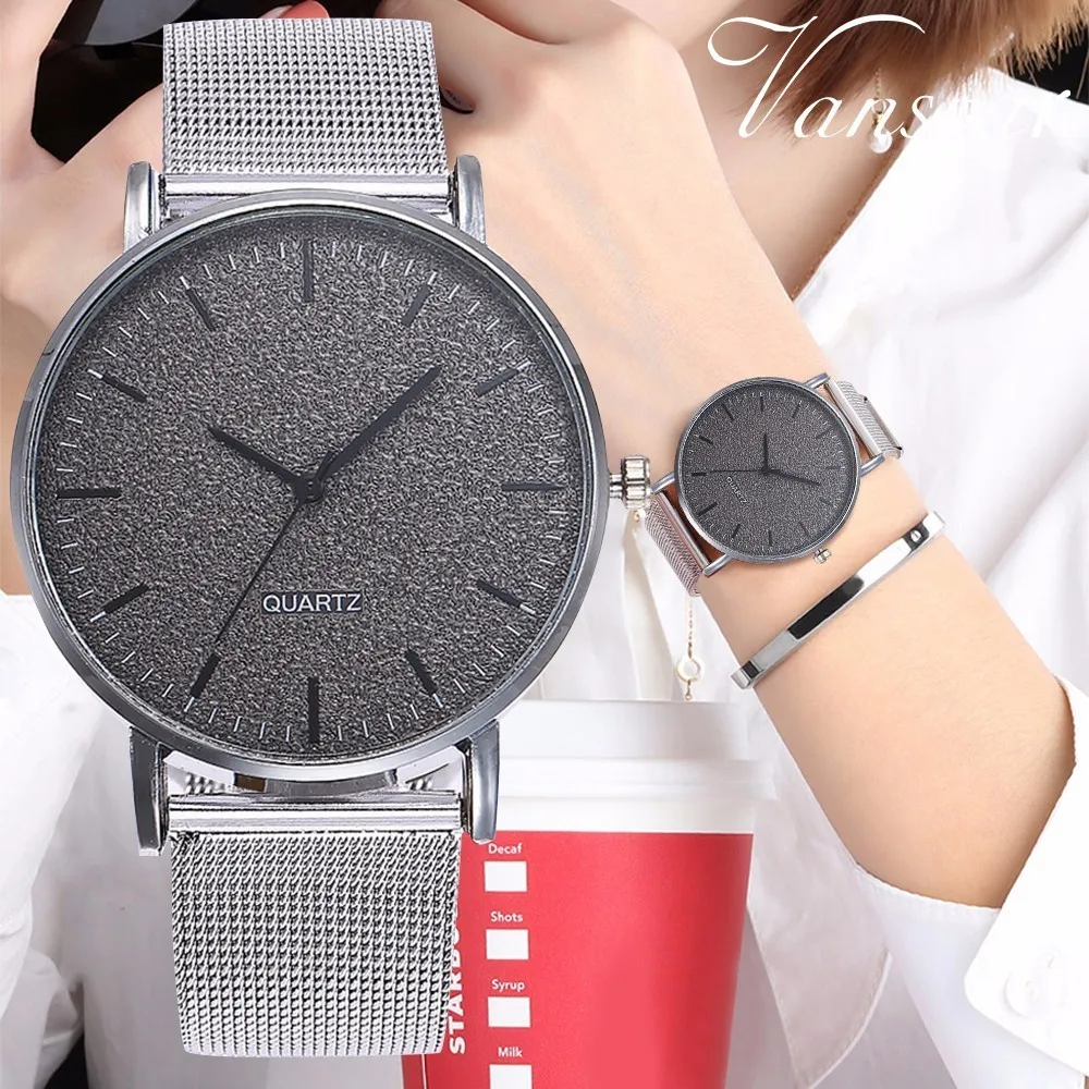 Drop Shipping Fashion Unisex Stainless Steel Quartz Analog Wrist Watches Women Men Casual Simple Gift Clock Relogio Feminino