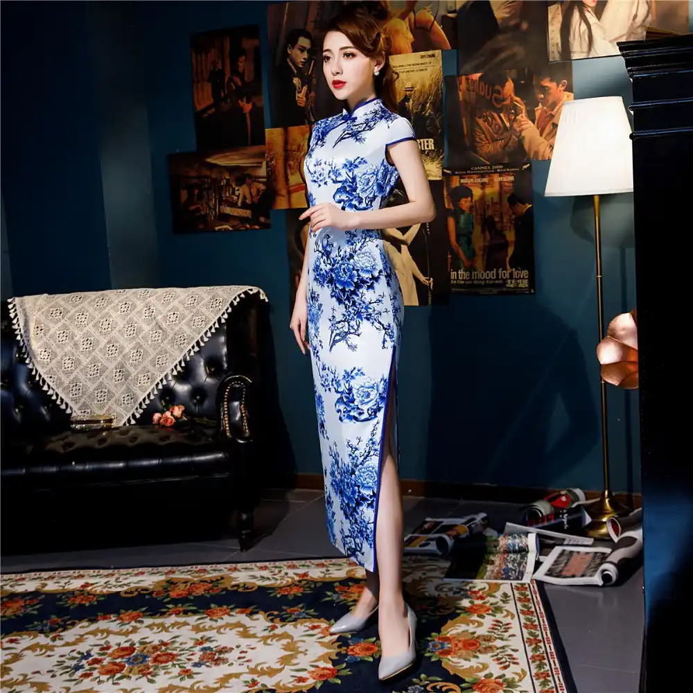 Blue and white silk dress Clearance