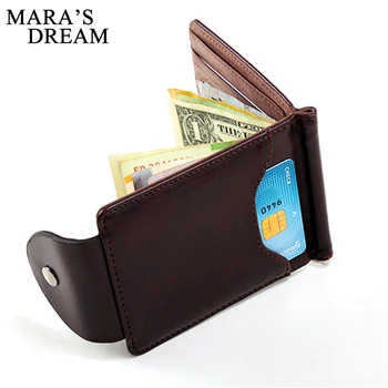 

Mara's Dream Top Quality Wallet Men Money Clip Mini Wallets Male Vintage Style Brown Grey Hasp Purse Leather Card Holers Bags