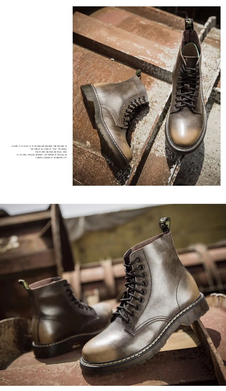 Мужские ботинки больших размеров на шнуровке из натуральной кожи, байкерские ботинки, Мужская обувь в британском стиле, уличные