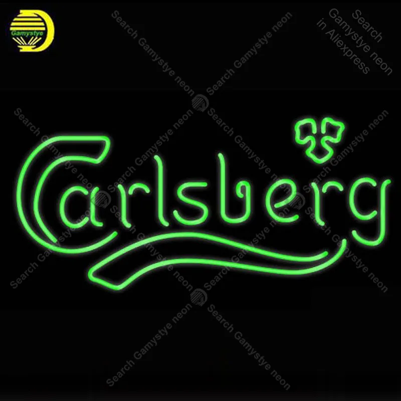

NEON SIGN For Carlsber NEON Bulbs Signs Lamp GLASS Tube Decor Room Wall Club Room Handcraft Beer Bar Sign neon lights for sale