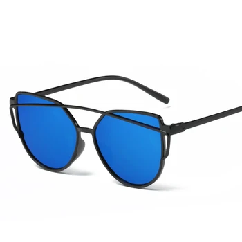 

2018 fashion new cat's eyes women sunglasses double beam sunglasses ladies double plastic frame UV400