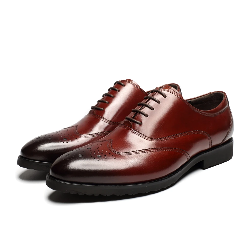 Cuero Alta Negro Zapatos Negocios Marca Genuino Italiana 2018 La Popular wine Famosa Vestir Oxfords Black De Hombres Moda Calidad wxnFCZ0z