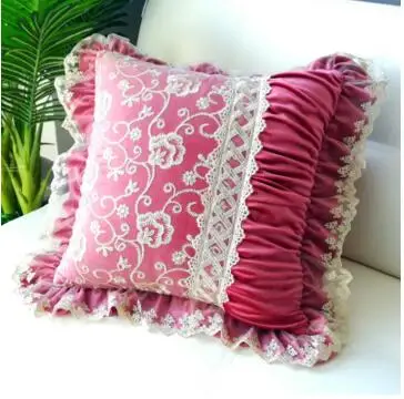Роскошный кружевной Бархатный Чехол для подушки, наволочка, квадратная Цветочная Подушка Чехол для подушки, домашний текстиль
