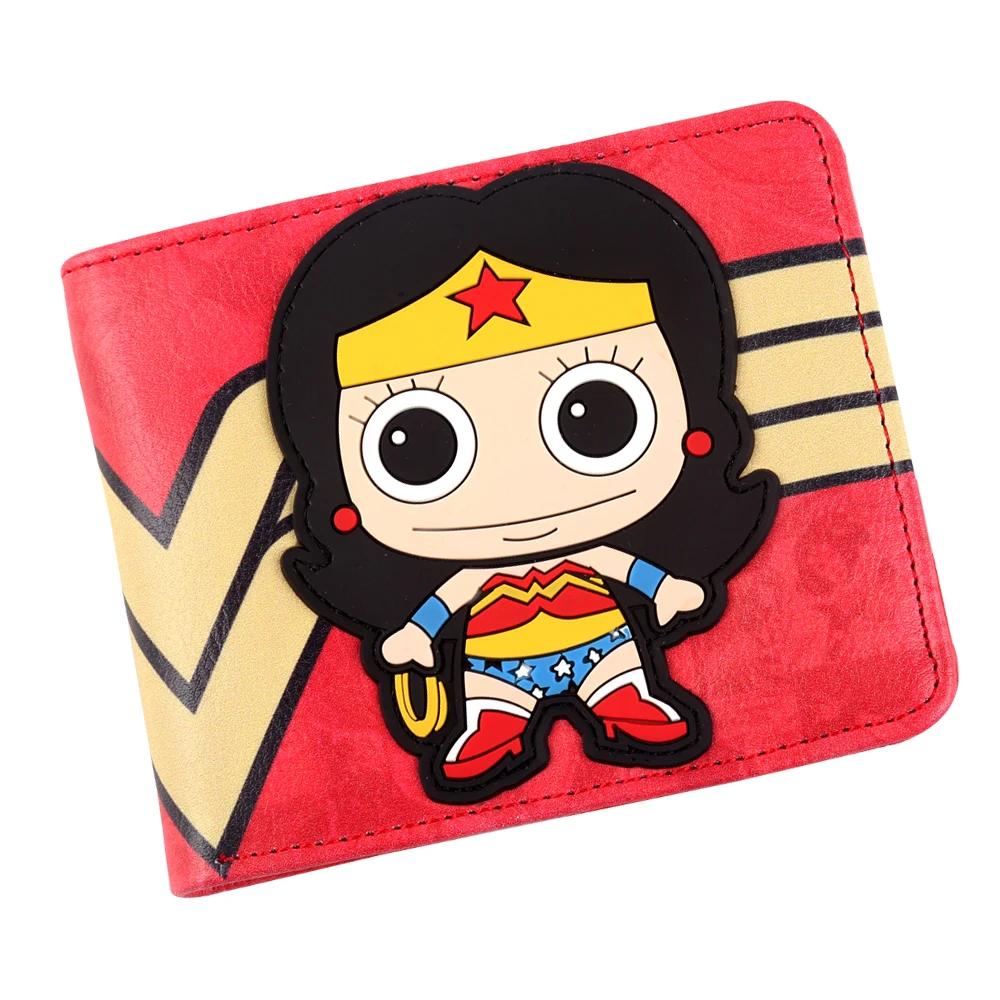 Женский кошелек с отделением для карт DC Comics Wonder Woman, короткий кошелек с супергероем, двукратный кошелек с удостоверением личности, кошелек для монет, клатч