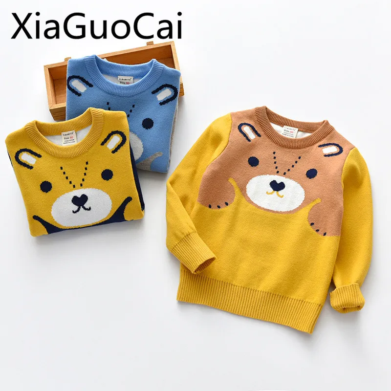 

Children Sweaters 2018 Cotton Fashion Round Collar Han Edition Kids Knit Sweater Coat Double-layer Toddler Boy Sweater