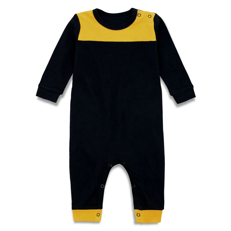 solid baby romper long sleeve black-1