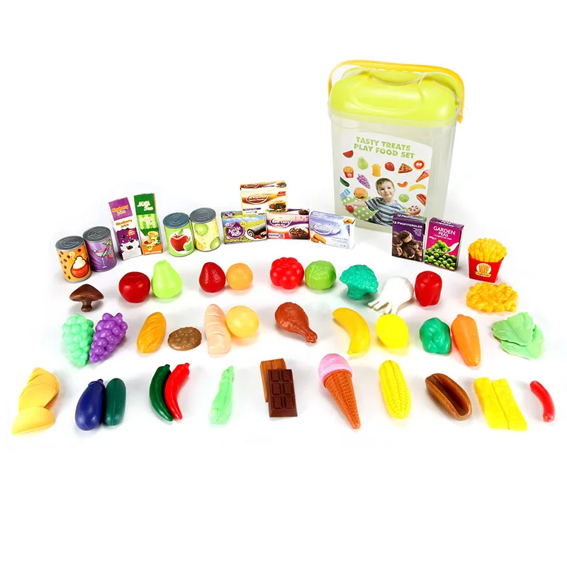 

60PC /Set Plastic Kitchen Toy Fruit Vegetable Cutting Kids Pretend Play Toy Educational Cook Cosplay Kitchen Toys for Children
