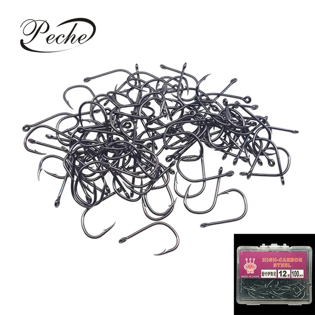 Peche 100 Pcs/Box Fishing Hooks High Carbon Steel Fishhooks Barbed Hook Carp Fishing With Boxes Pesca Accessories