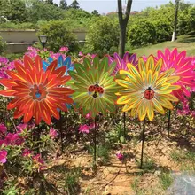 Двухслойные Ветер Spinner Игрушки в виде ветряной мельницы красочные вращения цветок вертушка украшения сада мультфильм милый насекомых вечерние партия