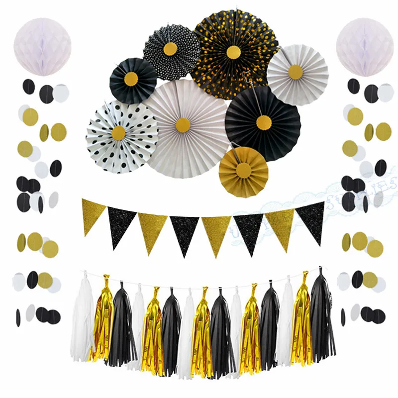 Happy Birthday DIY Fans Tissue Paper Tassel Garland Bunting Backdrop