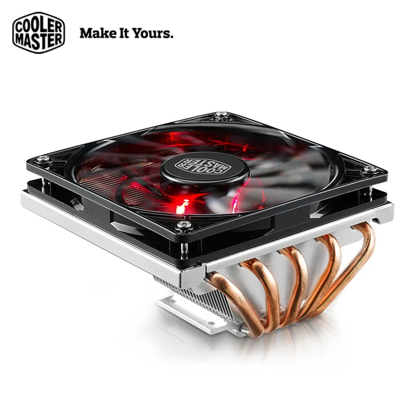 Promotion  Cooler Master Computer CPU Cooler 5 heatpipe 12cm LED fan For Mini Case HTPC Quiet Intel AMD Deskto