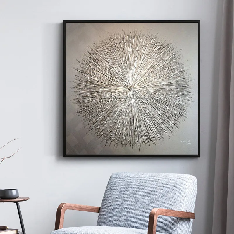 Canvas painting cuadros decoration Wall art Pictures for living room home decor Hand silver oil painted quadro modern abstract93