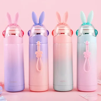 

BearCavalier 4color Gradient Creative Cartoon 304 Stainless Steel Thermos Sealed Leakproof Portable Thermos Mug Hot Water Bottle