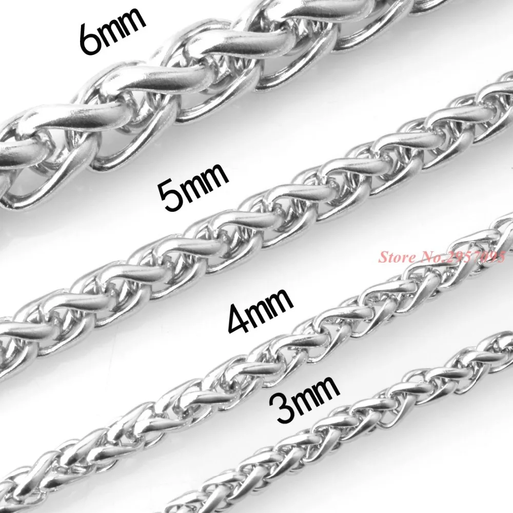 High Quality 3/4/5/6/7 Silver Rope Chain Stainless Steel Necklace For