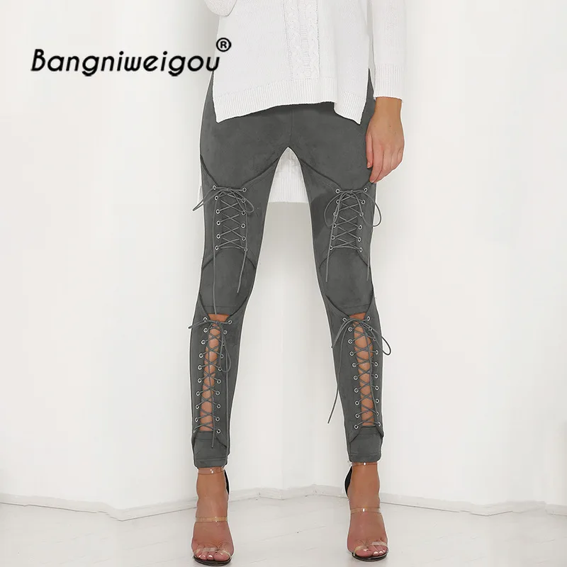 Sexy Lace up Suede Pants High Waist Hollow Cutout Crisscross Leggings Pencil Goth Pants Punk Retro Apricot Trousers Streetwear Sexy Lace up Suede Pants High Waist Hollow Cutout Crisscross Leggings Pencil Goth Pants Punk Retro Apricot Trousers Streetwear