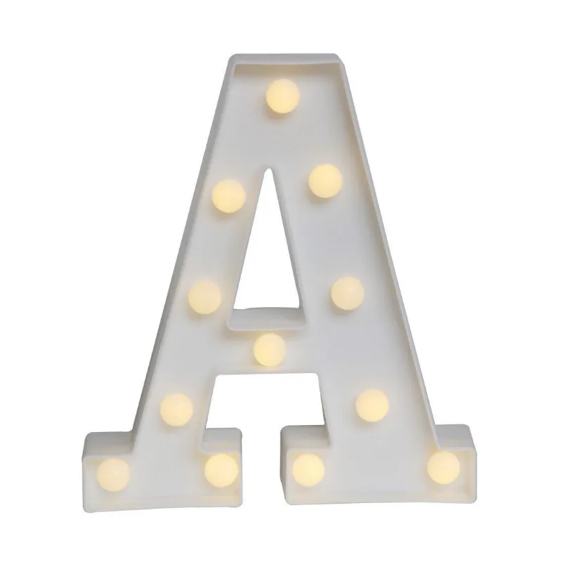  Fun White Plastic Alphabet LED Night Light Marquee Sign Alphabet Lights Lamp Home Club Outdoor Indo - 32890534873