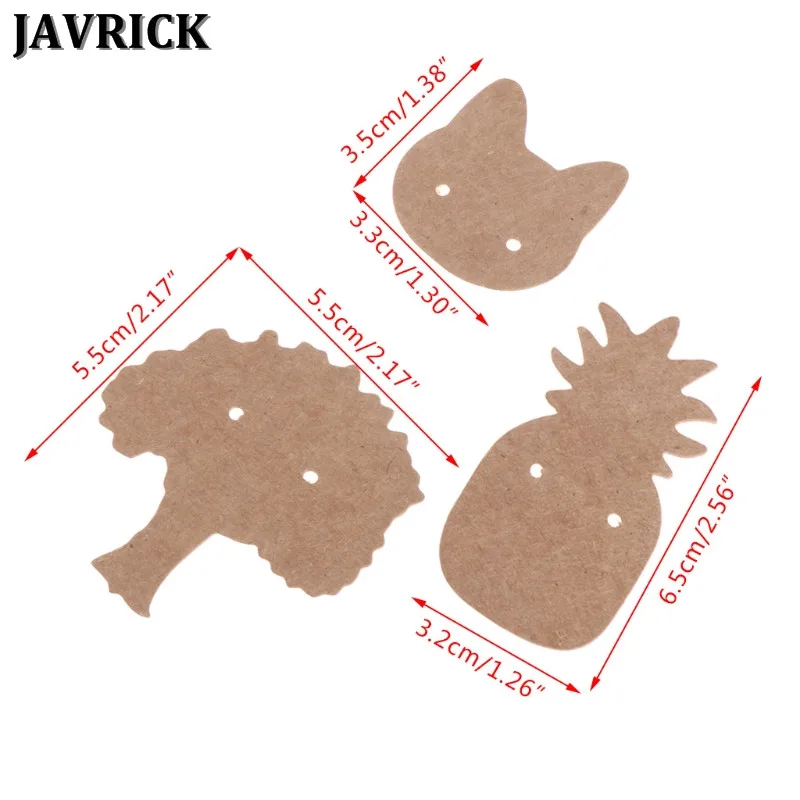 JAVRICK 100 Pieces Kraft Paper Pineapple Cat Life Tree Earring Display Tags Cards Jewellery Holder Gift Shop Tags Cards NEW