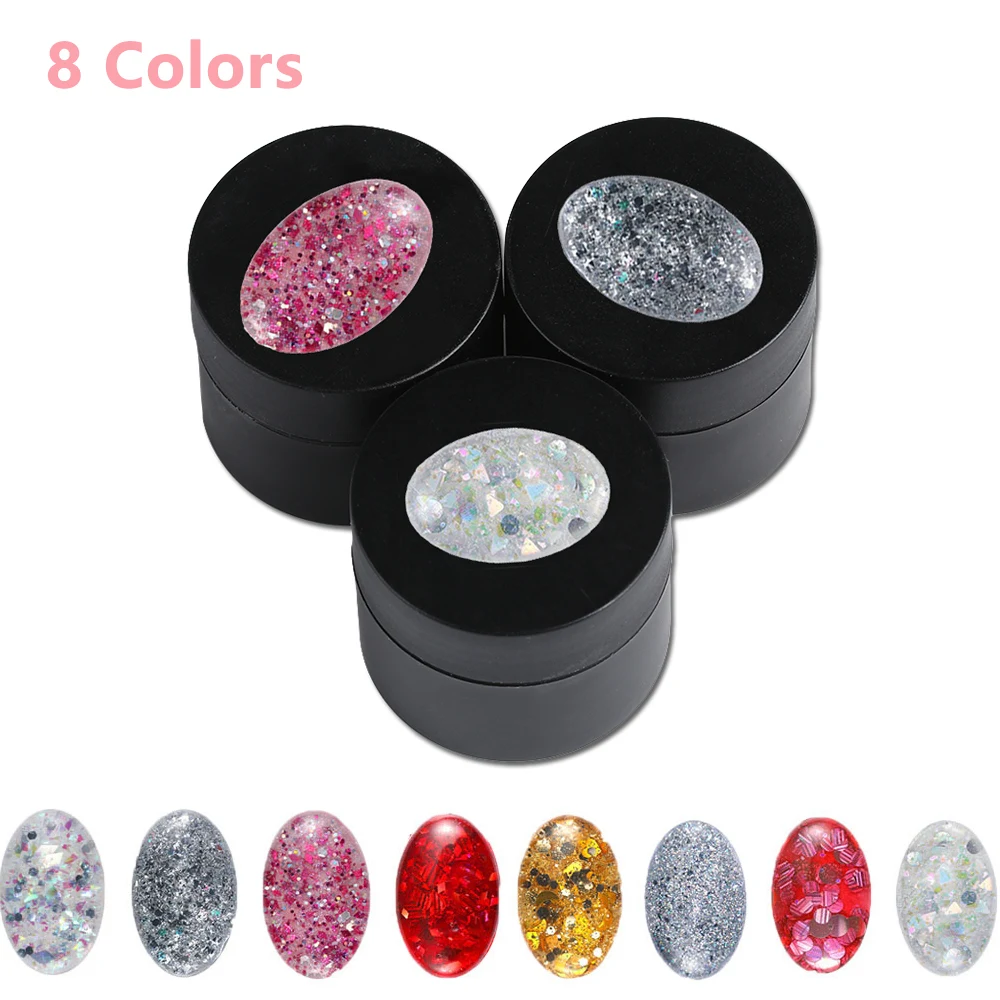 

8 Colors Semi Permanent Shiny Platinum Gel Glitter Color Gel Varnish Gel DIY Nail Art Decoration Beauty Manicure Accessories