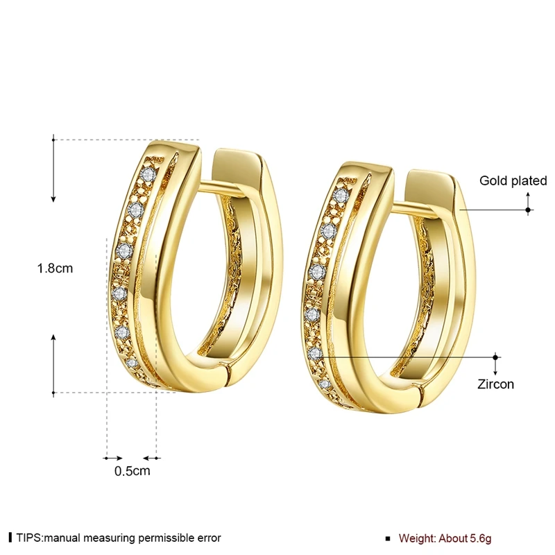 18 мм желтые Золотые заполненные маленькие серьги-кольца для женщин Huggie серьги CZ инкрустированные