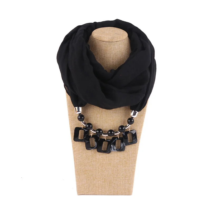 RUNMEIFA новое ожерелье кулон шарф для женщин Вуаль шарф принт платок Femme Смола стекло аксессуары шарф Прямая поставка