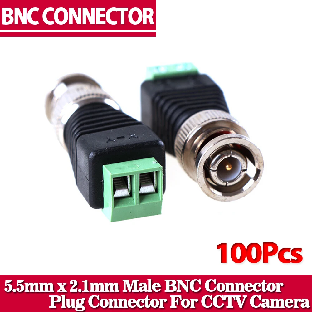 100Pcs Mini Coax CAT5 Male BNC Connector To Camera CCTV BNC Video Balun Connector Adapter 100Pcs Mini Coax CAT5 Male BNC Connector To Camera CCTV BNC Video Balun Connector Adapter