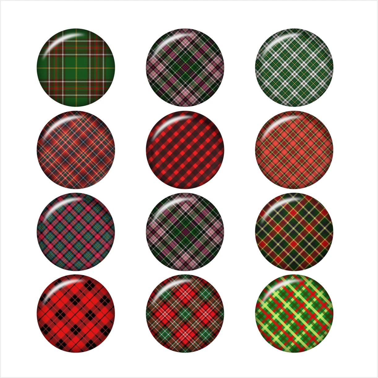 

Plaid pattern glass snap button for DIY jewelry Round photo cabochons DA1037