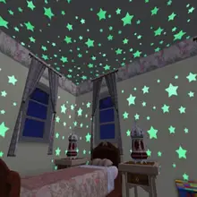 100 Uds pegatinas de pared calcomanías que brillan en la oscuridad bebé niños dormitorio decoración del hogar estrellas de colores luminosas pegatinas de pared fluorescente calcomanía