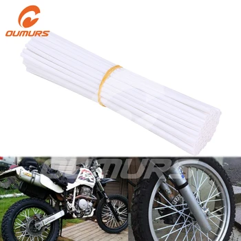 

OUMURS 72Pcs Motorcycle Spoke Skins Covers White Wraps Wheel Dirt Bike Rim Guard Protector Fits 3.5-5mm For Honda Yamaha KTM