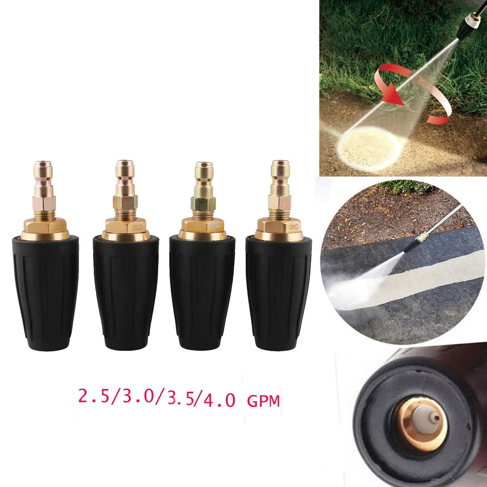 

1/4" High Pressure Washer Rotating-Rotary Turbo Nozzle 3600 PSI 2.5~4.0 GPM