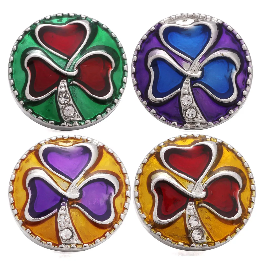 10pcs/lot Xinnver 18mm Snap Jewelry Crystal Leaves Rhinestone Metal