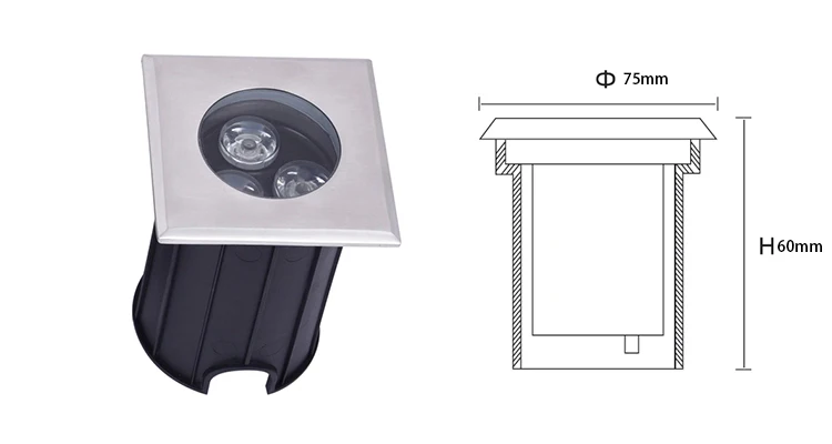 Нержавеющая сталь 304 квадратный 1 Вт 3 Вт 12 в 24 В 220 В светодиодный подземный свет шаговые огни подводный Подземный светодиодный свет