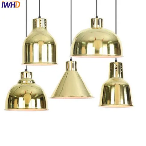 

IWHD Nordic Modern Pendant Lights LED Golden Pendant Light Industrial Loft Hanglamp Fixtures Home Lighting Luminaire Suspendu