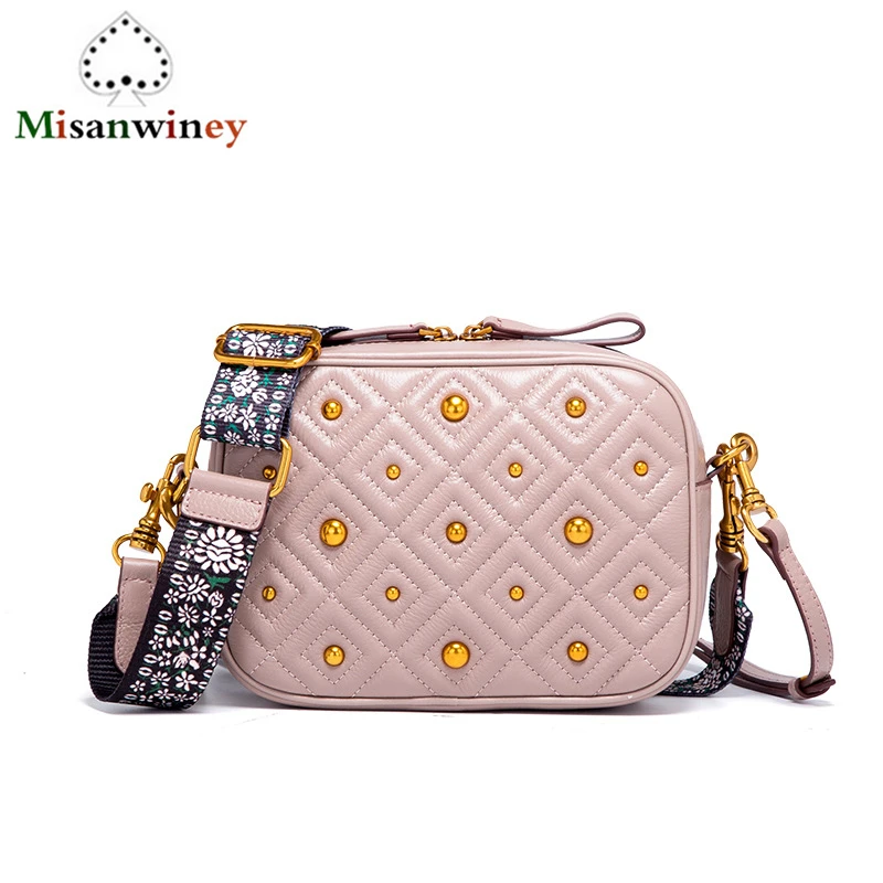 

Diamond Lattice Women Bag Flap Square Bag Cowhide Genuine Leather Women's Shoulder Bag Gold Rivet Crossbody Bags Handbags Clutch