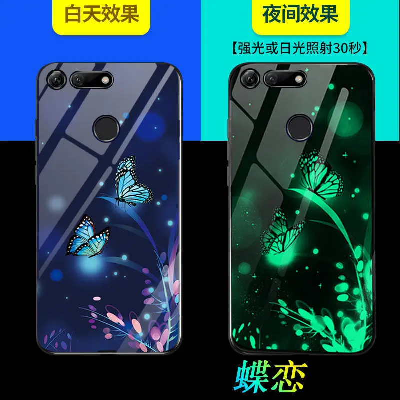 

Phone Case For Huawei Honor View 20 Case Luminous Glow Tempered Glass Back Cover For Huawei P10 P10 Plus P20 P20 Pro Bag Capa