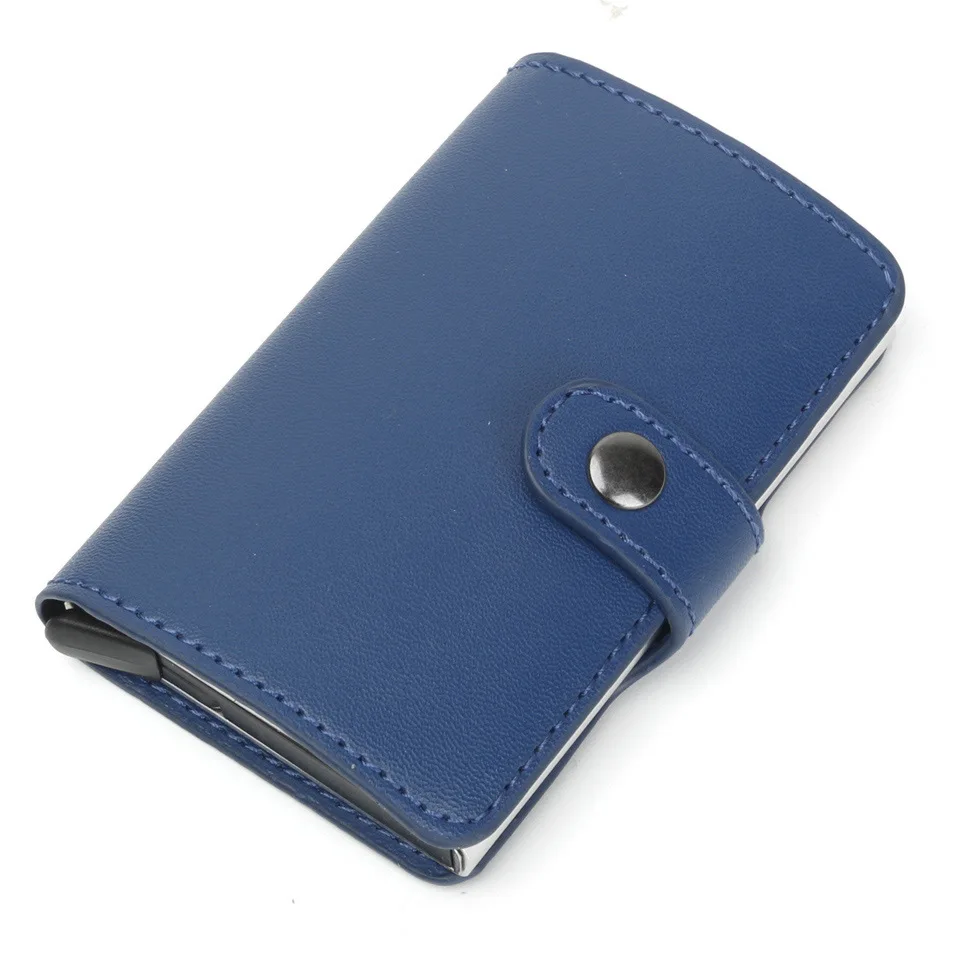 blue Gemeer RFID автоматический кошелек кредитный держатель для карт чехол алюминиевый сплав анти-дегаузсинг Противоугонная RFID банковская кредитная карта - Цвет: blue