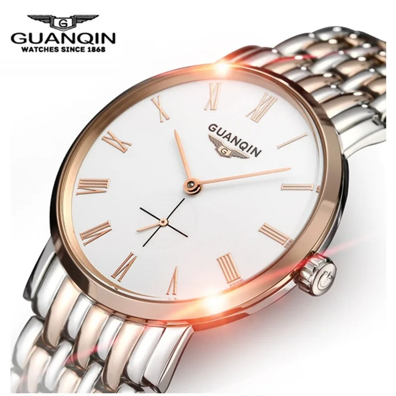 

Brand Big Dial GUANQIN Watch Men Mechanical Watch Sapphire Business Gold Watch Waterproof Stainless Steel Men Clock Wristwatches