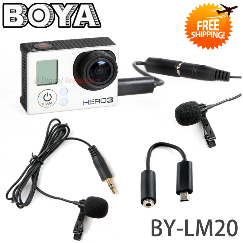 Boya BY LM20 micrófono con condensador omnidireccional para GoPro Hero