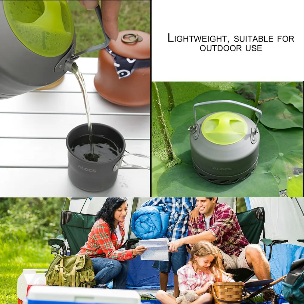 ALOCS CW-K07-0.9L Ultra-luz que acampa hervidor tetera de acumulación de calor de aluminio senderismo cocinar establecido para al aire libre hervidor de agua