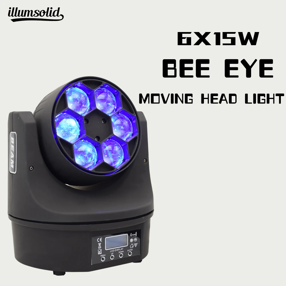 

high brightness 6x15w bee eye moving head beam dmx512 4in1 Stage effect beam light
