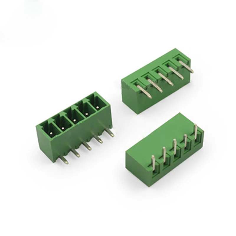 10pcs  Connector Plug-in Terminal Blocks Curved Needle Pitch 3.81mm Connector Green 2/3/4/5/6/7/8/9 / 10P