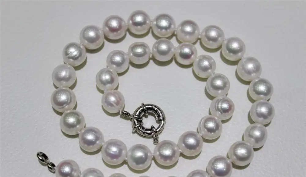 

Big fresh water pearl necklace white 11-12mm 18 "Handmade" Alloy