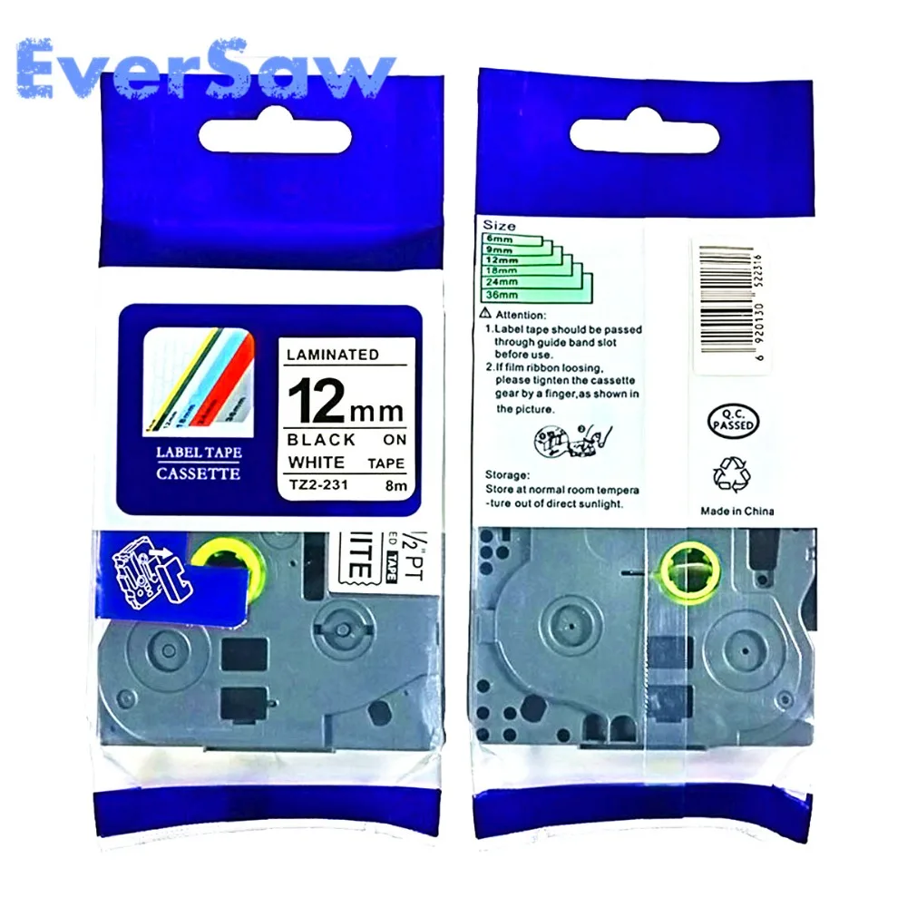 10PK 12mm tz tze tape Compatible TZe231 TZe 231 TZ-231 TZe-231 p touch label for Brother TZ PT-H105 PT550 PT1000 | Компьютеры и офис