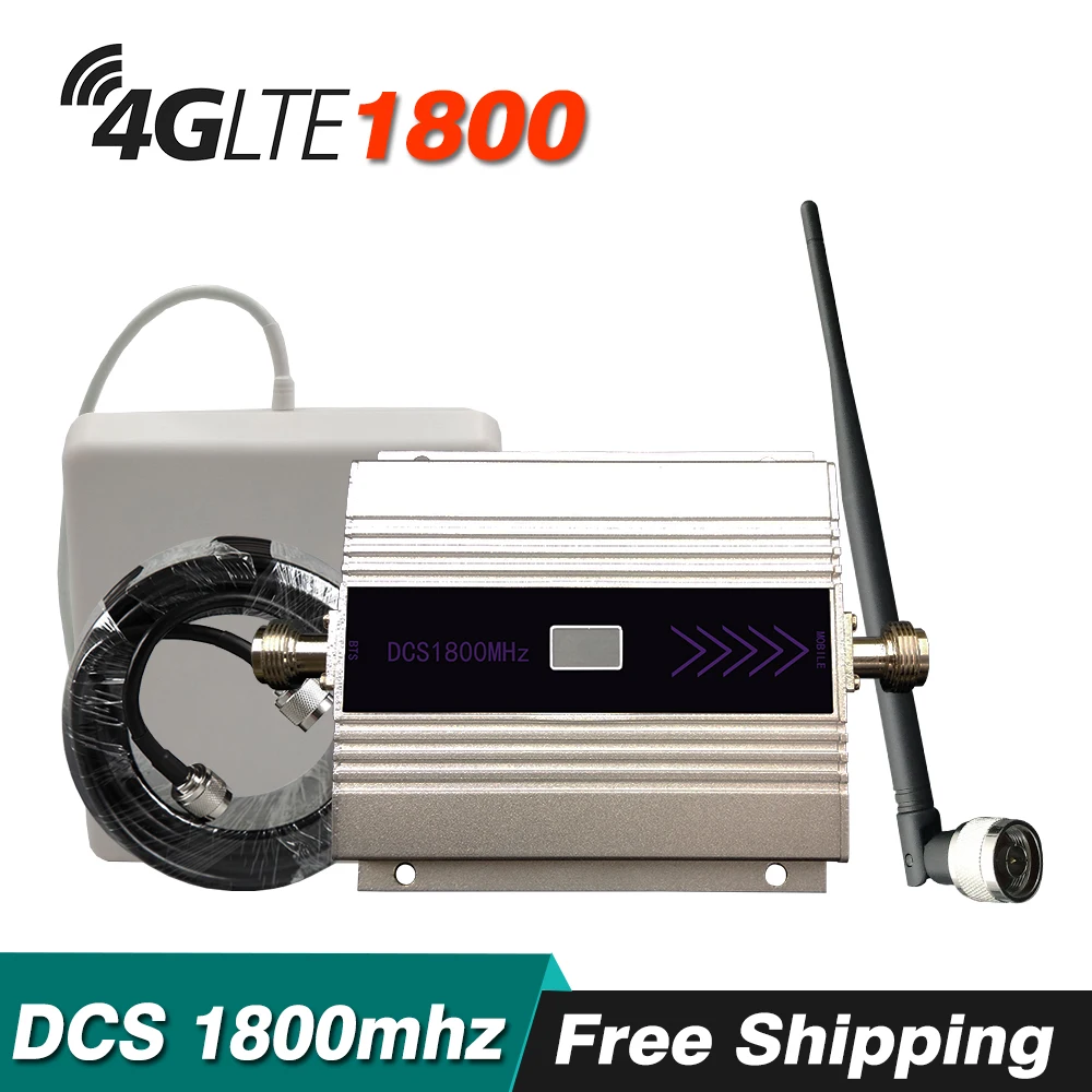 4G مكرر إشارة DCS LTE 1800 (LTE الفرقة 3) هاتف محمول إشارة الداعم الخلوية مكبر للصوت مجموعة مع لوحة هوائي سوطي 10 m كابل
