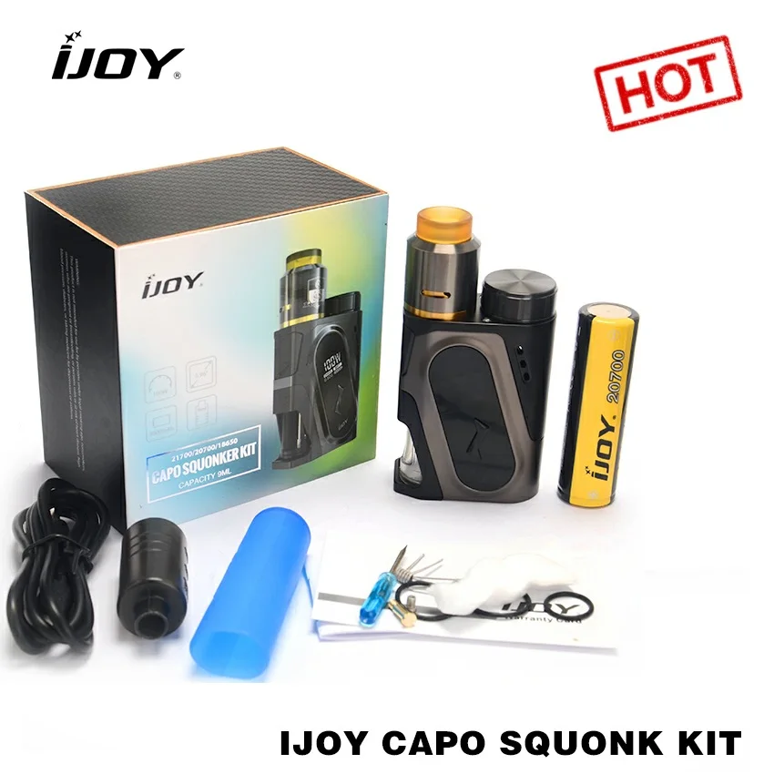 Оригинальный Ijoy CAPO Squonk комплект с 20700 батареей 3000 мАч 9 мл бутылка IJOY SQUONK коробка