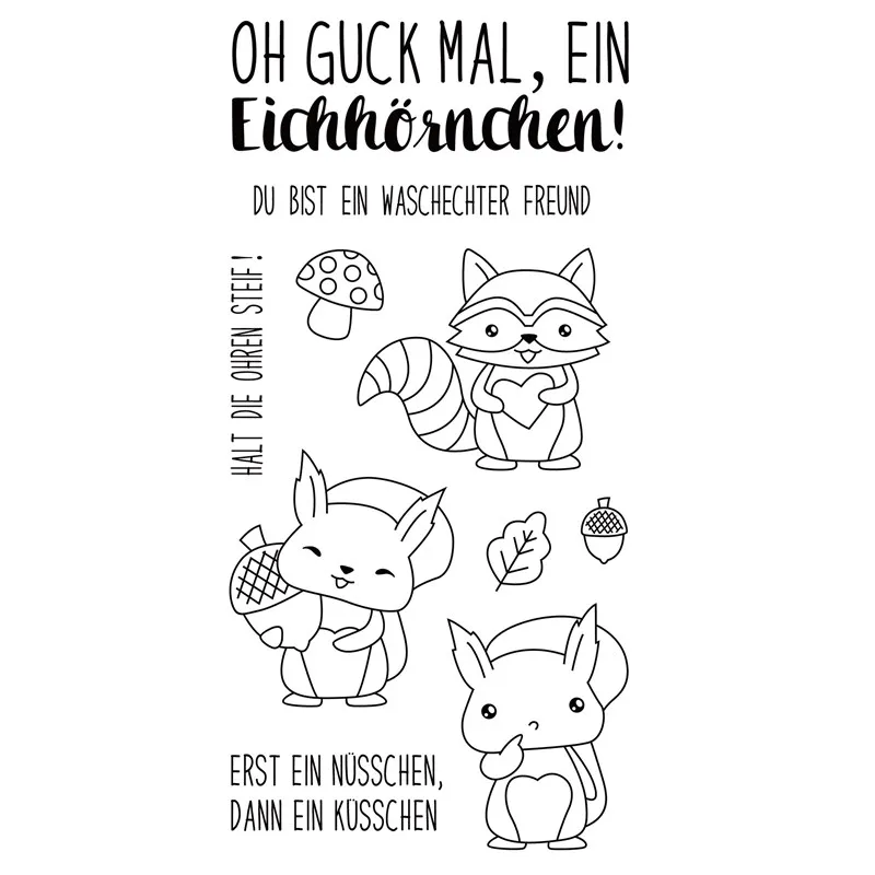 

German word Transparent Clear Silicone Stamps and metal cutting dies