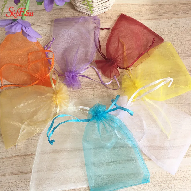 50pcs/lot 7x9 9x12 10x15 13x18cm Organza Bag Christmas Wedding Gift 19 Color Jewelry Packing Display Bag&amppouch Favor Bags 6Z | Дом и сад