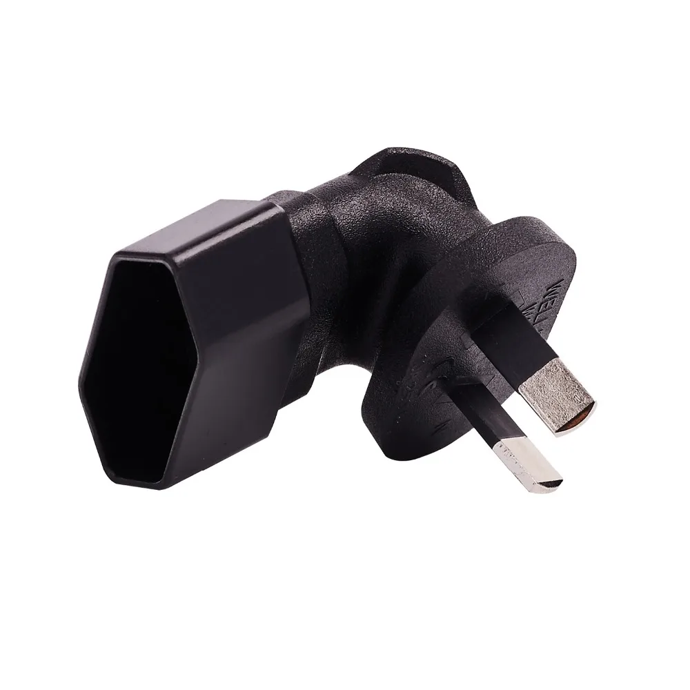 Black elbow 10A 250V Copper Standart AU male to EU female power adaptor